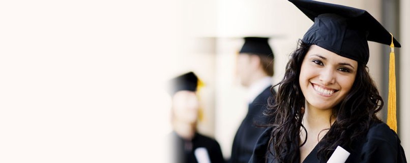 girl in her graduation wearing black toga